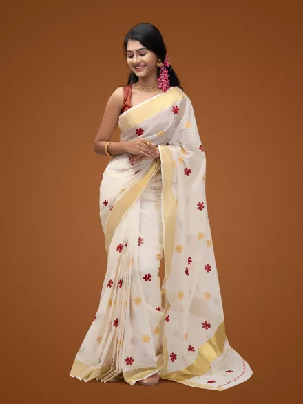 Black Saree with Red Blouse – Aboroni Collection