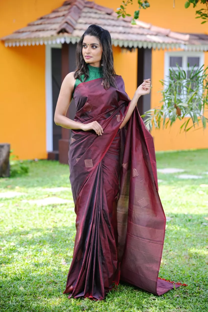 Buy Maroon Saree Online In India - Etsy India