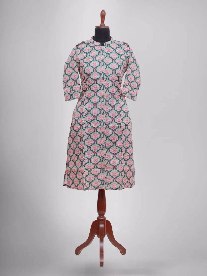 Beautiful Printed High Neck Jolly Silks The Destination