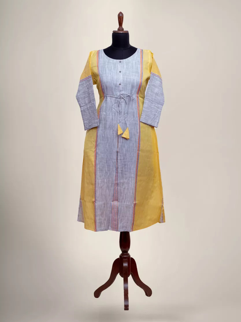 Buy Mustard Yellow Vine Print Kurti Online | Vivika Fashion