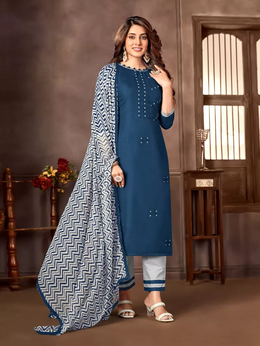 Yale Blue Colour With Charming Embroidery Work Churidhar Material. | Jolly Silks - The Destination Of Silks | Online shopping site - Jolly Silks Yale Blue Colour With Charming Embroidery Work Churidhar Material. | Jolly Silks - The Destination Of Silks | Online shopping site - Jolly Silks