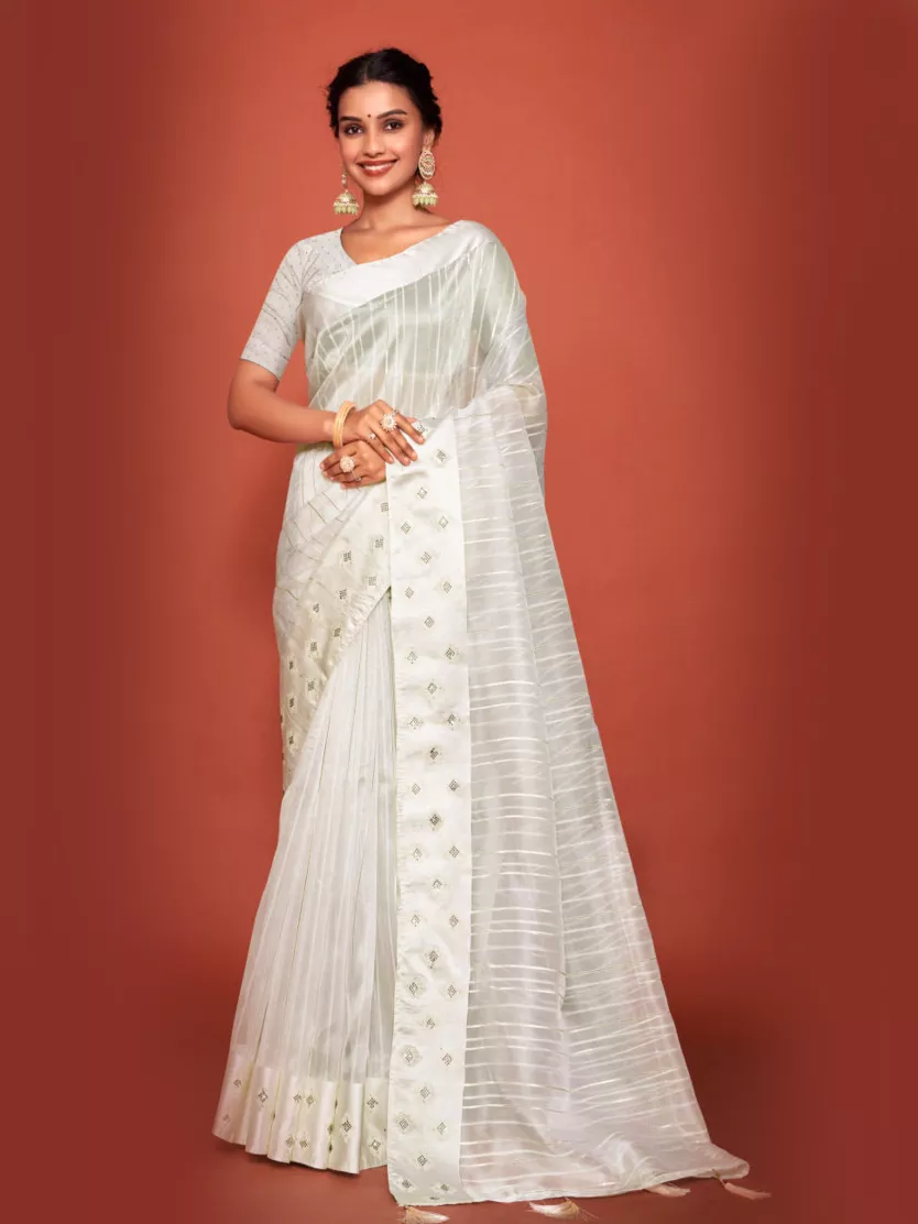 Off white saree online outlet