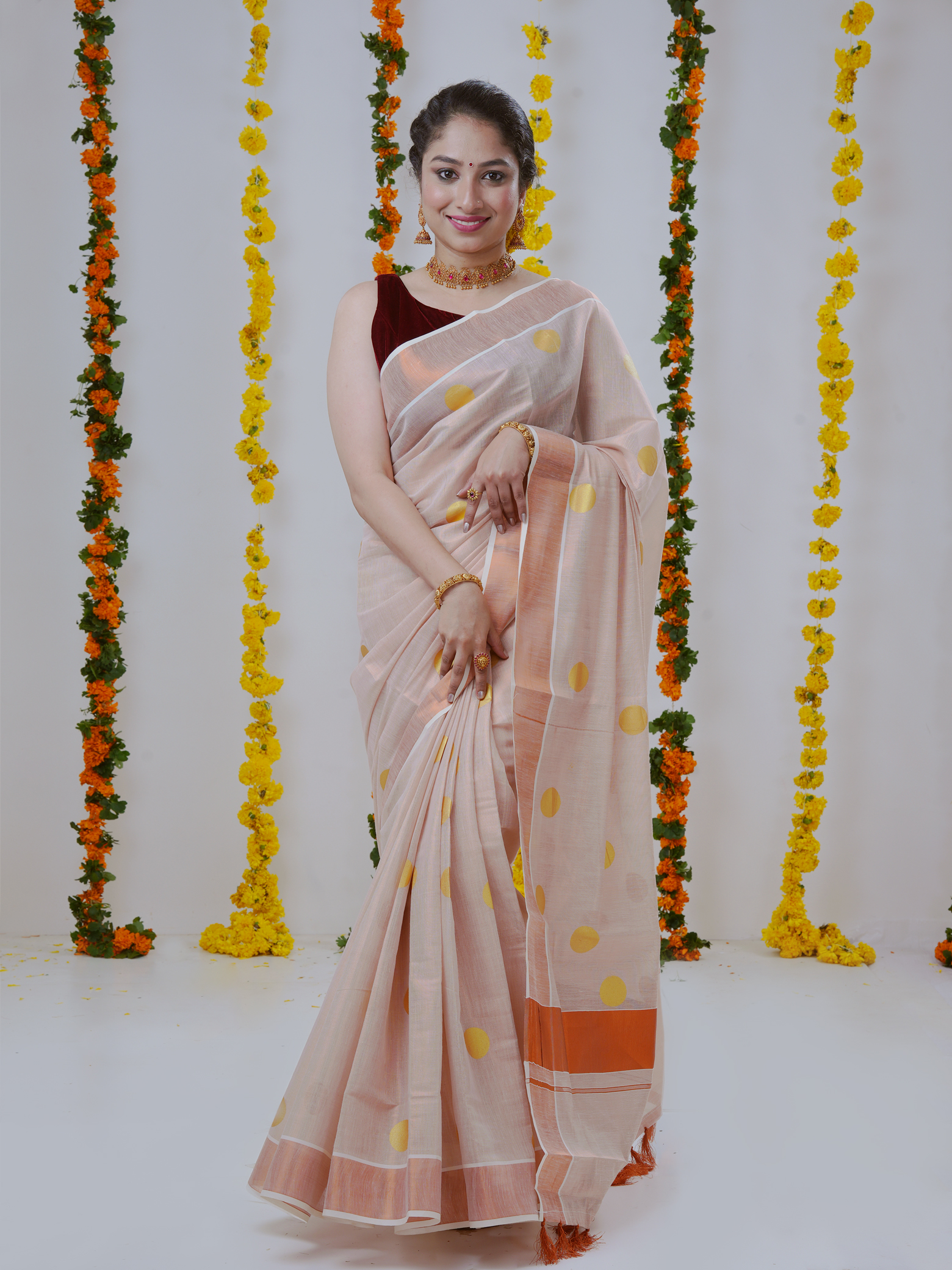 Pearl White South Silk Kasavu Saree | Ritz Fashion Trendz