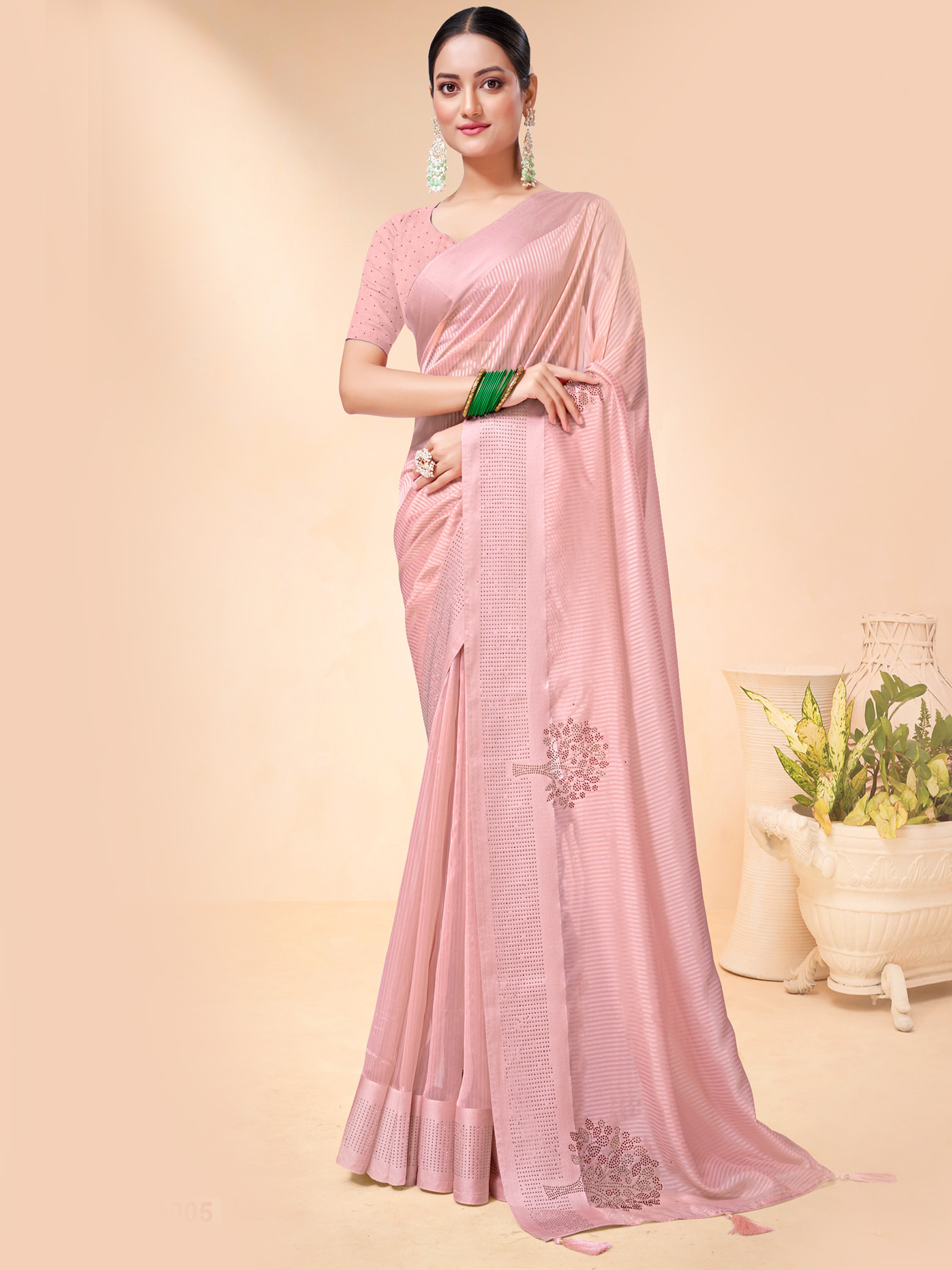 pastel-light-peach-rose-self-striped-organza-saree-jolly-silks-the